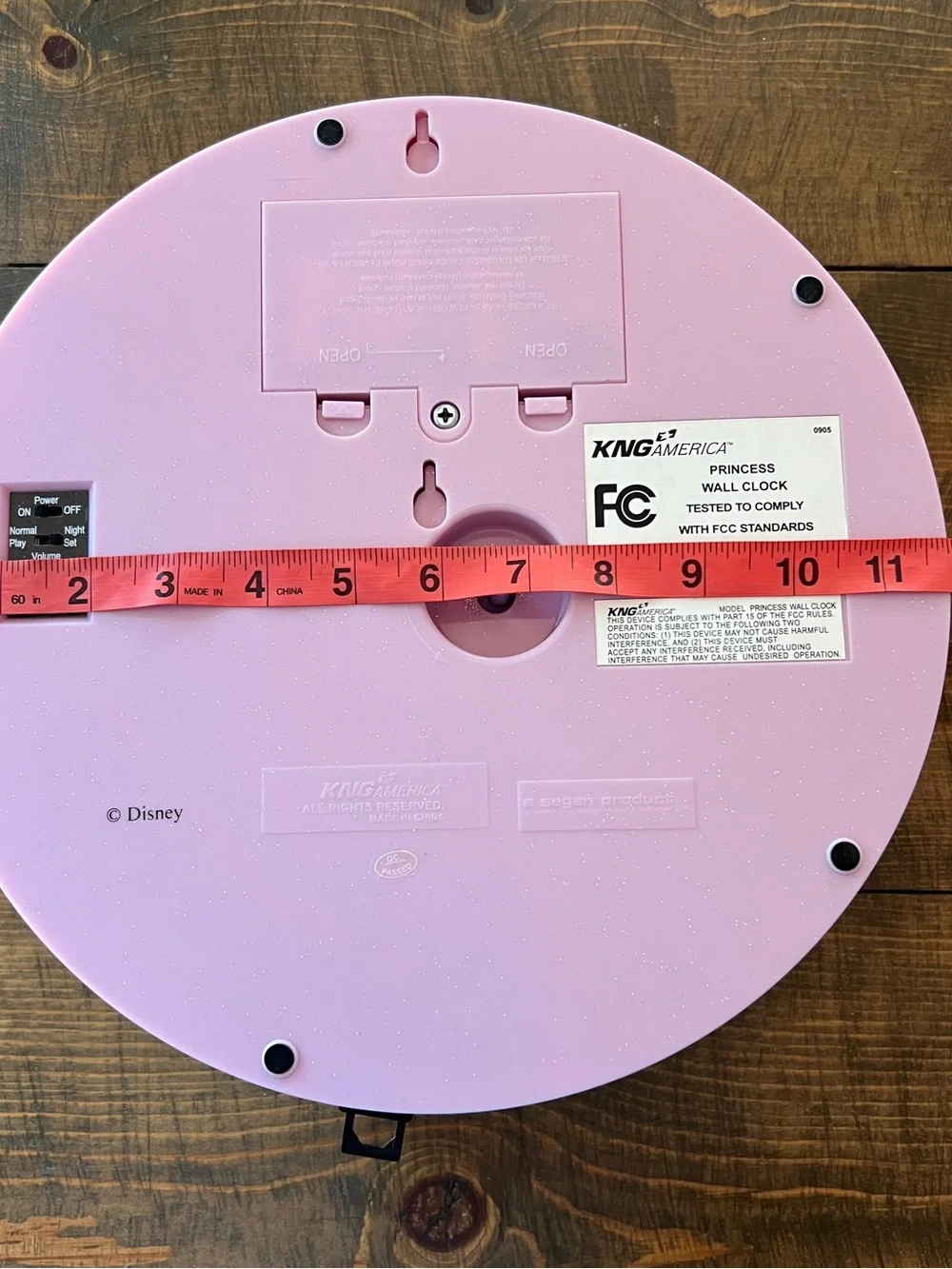 Vintage Disney Princess Clock — Lavender & Pink with sound and movement hourly